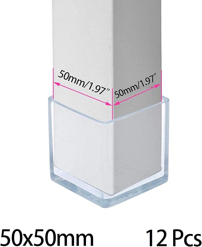 Still Awake 12 Pcs Transparent Square Anti-Slip Rubber Leg Tips Chair Leg Caps - Image 2