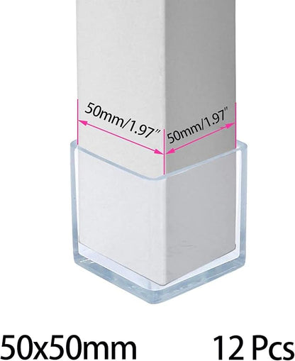Still Awake 12 Pcs Transparent Square Anti-Slip Rubber Leg Tips Chair Leg Caps - Image 2