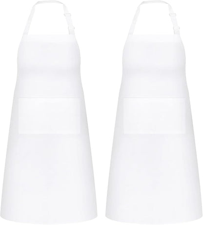 NLUS 2 Pack White Aprons with 2 Pockets by NLUS