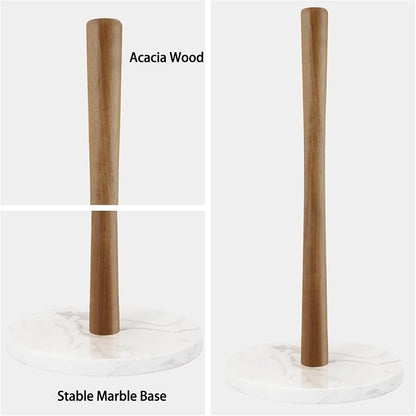 Buruis Wood Paper Towel Holder, Marble Base Modern Decorative Countertop - Image 3