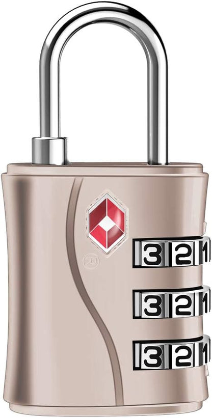 ZHEGE TSA Approved Locks, Luggage Locks, 3 Dial TSA Lock for Suitcases, Backpack, Baggage (Rose Gold)