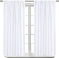 BGment Rod Pocket White Curtains 40 Inches Length for Kitchen Cafe Window - Privacy Protection Short Window Treatment Drapes for Bathroom Bedroom Home Decor, 2 Panels, Pure White, 42 x 40 Inch