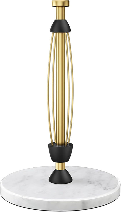 Paper Towel Holder Countertop, Marble Weighted Base, Warm Gold, One-Handed Tear by Awarmhome