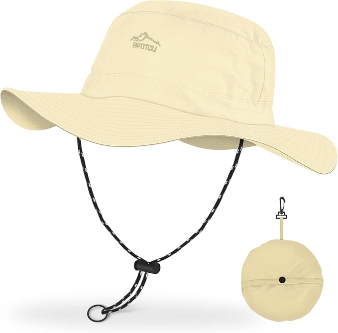BROTOU Foldable Bucket Hats for Women/Men, UPF 50+ Wide Brim Sun Hat, Waterproof Fishing Cap with UV Protection