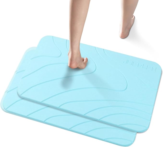 2 Pack Diatomaceous Earth Shower Mat, Stone Bath Mat, Nonslip Super Absorbent by JUERLEN