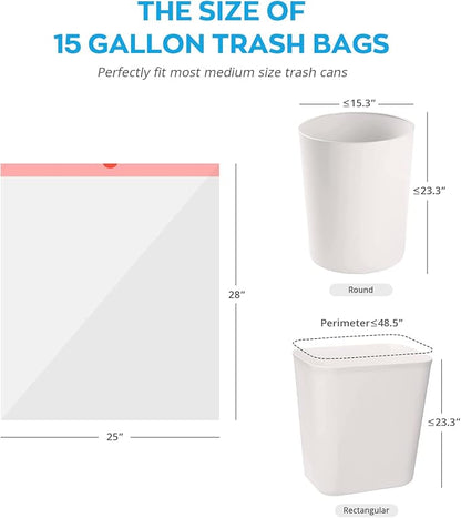 Ultra Thick Heavy Duty Plastic 15 Gallon Drawstring Trash Bags Large 80 Count - Image 3