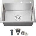 24x18 Inch Kitchen Sink Drop In, Premium T-304 Grade Stainless Steel Sink, 9" Deep Single Bowl with Brushed Finish, R10 Tight Corner,Topmount with 2 Holes, for Modern Kitchen/RV Sink