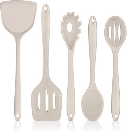 TeamFar Silicone Cooking Utensils Set, 5-Piece Heat Resistant Kitchen Utensils by TeamFar