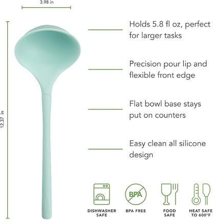 Tovolo Flex Core Silicone Ladle BPA Free Aqua Seafoam Green Deep Silicone Soup - Image 5