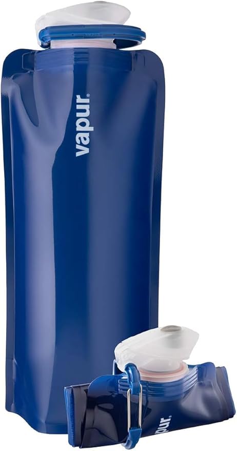 Vapur Flexible, Collapsible Wide Mouth Anti-Bottle with Detachable Carabiner, 34 Ounce, Admiral Blue, Pack of 1