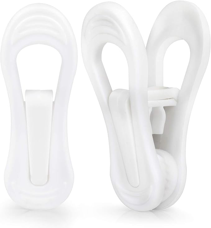 Tinfol White Plastic Hanger Clips, 50 Pack Hanger Clips- Strong Pinch Grip Finger Clips for Plastic Clothes Hangers, Multi-Purpose Hangers Clips