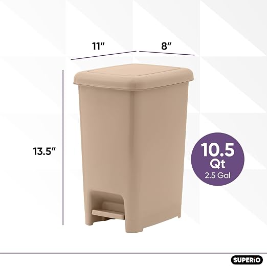 Superio Slim Step On Trash Can, Under Desk - Image 2