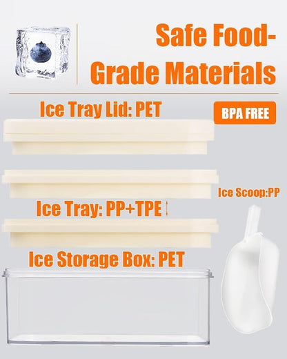 Brigii Ice Cube Tray with Lid&Bin, Ice Cube Mold with 56 Cubes, Stackable Ice - Image 4