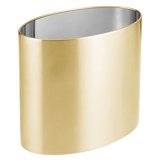 mDesign Stainless Steel Metal Oval Trash Can, 7.9 Liter/2.09 Gallon Wastebasket by mDesign