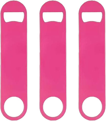 3 Pcs Pink Stainless Steel Heavy Duty Flat Bottle Openers, 7 Inch Solid Beer by Unknown