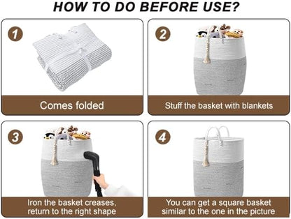 Woven Laundry Basket for Clothes, 50 L Large Rectangle Laundry Hampers - Image 9