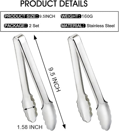 2 Pack Serving Tongs Serving Utensils Salad Tongs Metal Buffet Tongs Non-slip & - Image 4