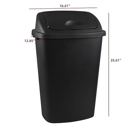 Zopnny 4-Pack Lidded Trash Can, 13 Gallon Black Plastic Garbage Bin - Image 2