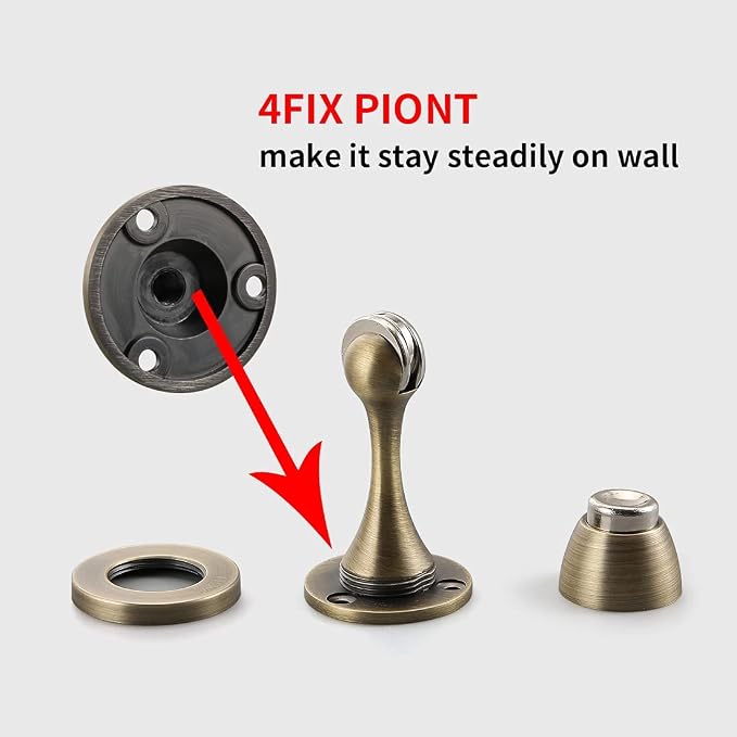 YAGU Magnetic Door Stopper 2 Pack, Zinc Alloy Brushed Bronze Door Stops Door - Image 4