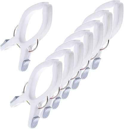 8 Pack Beach Towel Clips for Beach Chairs White Jumbo Size Towel Clamps Lounge - Image 4