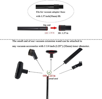 3 Pcs 1.25inch 32mm Vacuum Extension Wand 1 1/4" Plastic Wand Pipe - Image 3