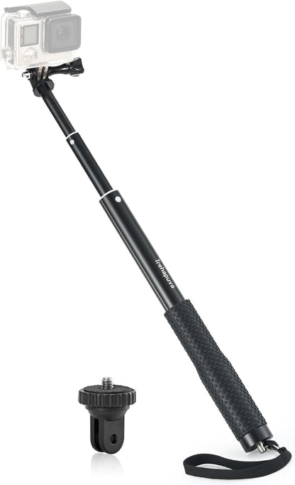 36'' Extension Selfie Stick Extendable Monopod Pole Waterproof Handle Grip Accessories Compatible for GoPro Max Hero 13 12 11 10 9 8 7 6 5 Insta360 AKASO DJI Osmo Action Camera and More