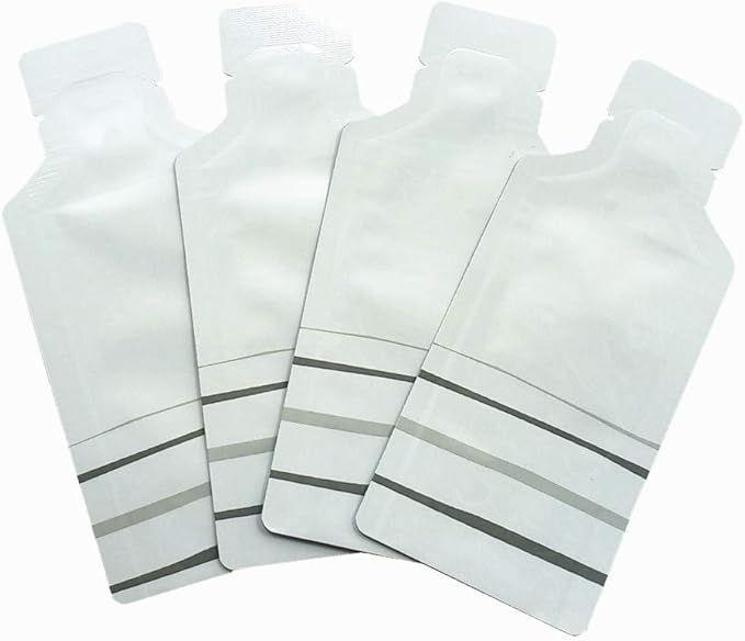 100 Pack 1.97x4.3 inch Heat Seal Sample Mylar Packets for Portable Travel Toiletries Empty Disposable Liquid Shampoo Pouch Single Serving Coffee Powder Condiments Food Storage (White)