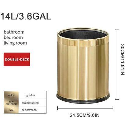14L/2.6GAL，Gold Bathroom Trash can, Brushed Brass Garbage can, Small Gold - Image 6
