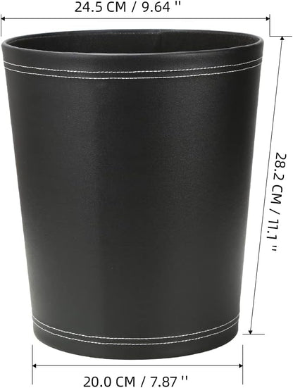 KINGFOM Classic Pu Leather Trash Can Wastebasket, Small Garbage Container Can - Image 4