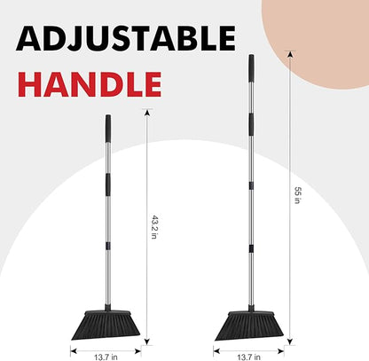 Heavy Duty Broom, 55 Inch Long Handle Outdoor Large Angle Brooms, Commercial - Image 2