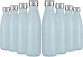 HASLE OUTFITTERS 17oz Stainless Steel Water Bottles Bulk, Vacuum Insulated Water Bottles Double Walled Reusable Metal Sports Water Bottles Keep Drinks Hot and Cold, Light Blue, 8Packs