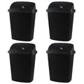 Bringer Black 13 Gallon Kitchen Trash Can with Swing Lid, Plastic Swing Top Tall Garbage Can, 4-Pack