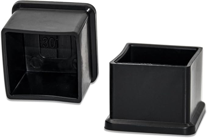 Flyshop Flexible Anti-Scratch PVC Patio Chair Table Leg Caps Tips Floor Protectors Square Furniture Covers, 20pcs, Black, 35 mm x 35 mm, 1-3/8" x 1-3/8"