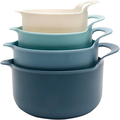 COOK WITH COLOR Nesting Plastic Mixing Bowl Set with Pour Spouts and Handles by CookwithColor