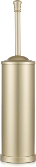 Stainless Steel 304 Toilet Brush and Holder,Toilet Bowl Brush with Long Handle for Bathroom,Toilet Cleaner Brush-Space,Saving,Covered Brush,Durable, Deep,Cleaning,Splash Resistant (Gold)
