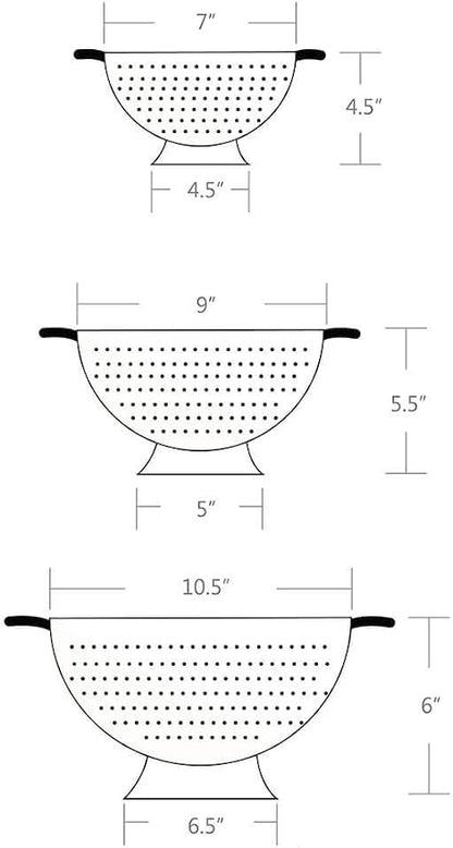 Rorence Powder Coated Steel Colanders: 1.5 Quart 3 Quart & 5 Quart Set of 3 - Image 2