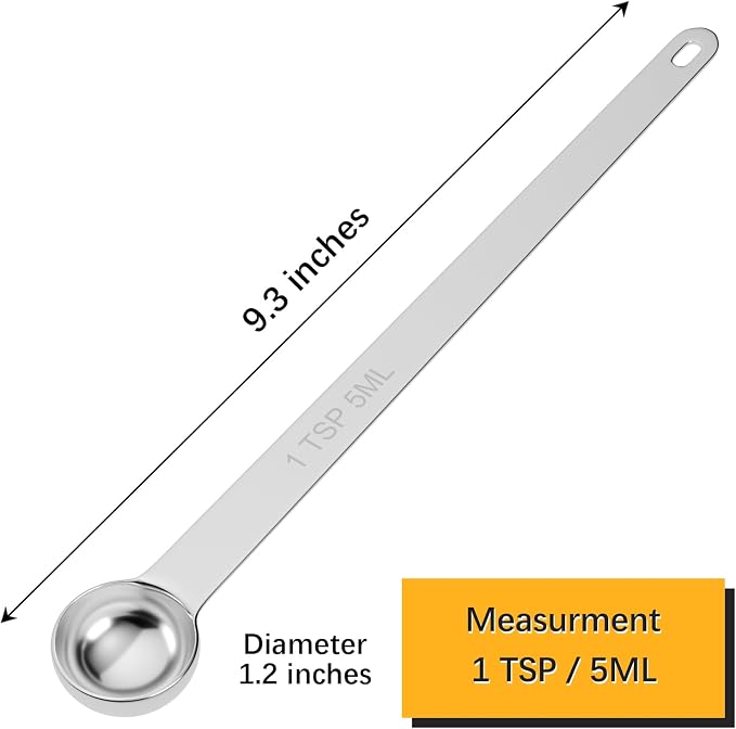 2PCS 1Tsp Extra Long Handle Measuring Spoon, Single Stainless Steel Individual - Image 2