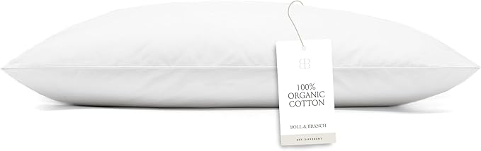 BOLL & BRANCH Down Alternative Pillow - Firm, Standard - Cooling Shell - Hypoallergenic Primaloft Luxury Down Alternative Fill - Superior Support