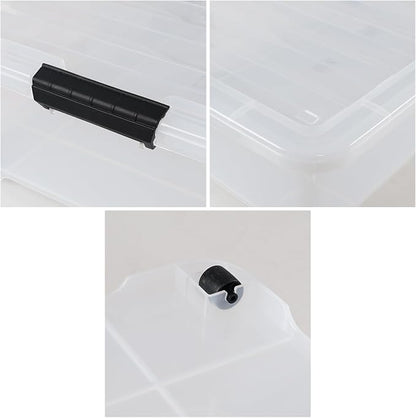 50 Quart Wheeled Latching Storage Box, Stackable Bin - Image 3