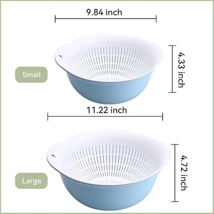 Colander Bowl Set of 2, Nesting Large Capacity Plastic Food Strainer - Image 2