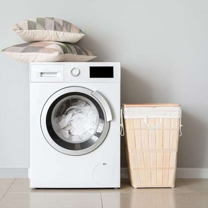 2 Pcs Canvas Laundry Bags with Carrying Handles & Drawstring Closure, Machine-washable Laundry Basket Hamper Liner Replacement Bags