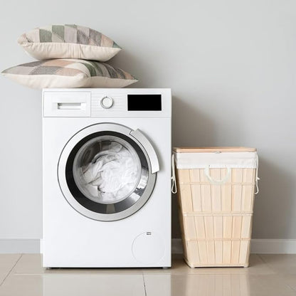 2 Pcs Canvas Laundry Bags with Carrying Handles & Drawstring Closure, Machine-washable Laundry Basket Hamper Liner Replacement Bags