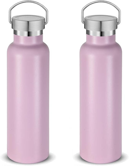 Neihepal 20 oz Insulated Water Bottles Bulk 2 Pack, Stainless Steel Double Wall by Neihepal