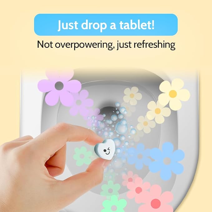 Effervescent Bathroom Air Freshener - Lemon Eucalyptus - Toilet Deodorizer, Bathroom Odor Eliminator, Toilet Freshener, Flushable Air Freshener Toilet Tablets, 3 Pack (90 Tablets)