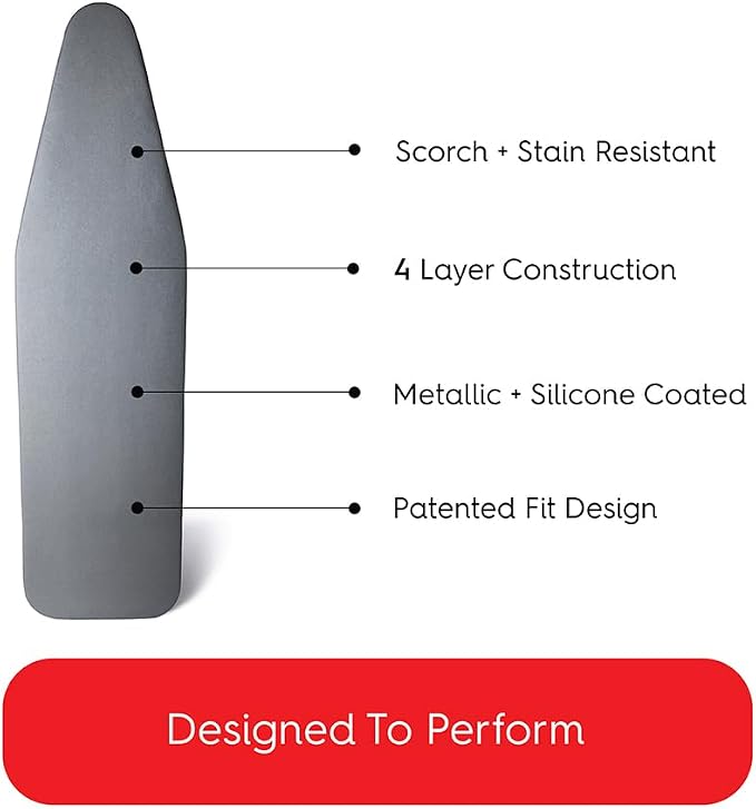 TIVIT Ironing Board Cover 12 x 44, Made in Italy. Pro Grip Pad Covers w/3 - Image 4