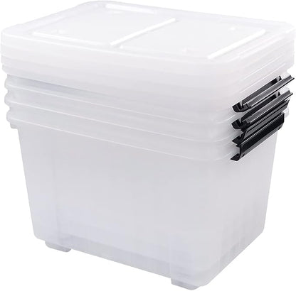 4 Packs 30 L Stackable Plastic Storage Bins - Image 6