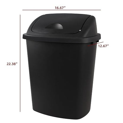 Zopnny 4-Pack 11 Gallon Swing Lid Trash Can, Plastic Swing-Top Garbage Can - Image 2