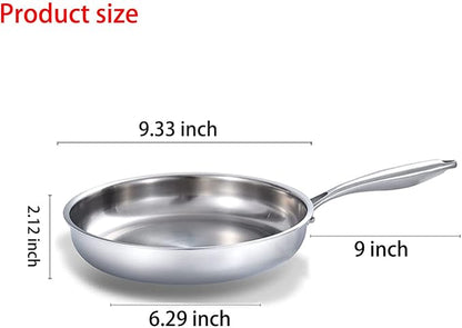 DELARLO Triply Stainless Steel Pan 8 Inch Frying pan, Induction Skillet - Image 6