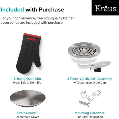 KRAUS Dex 33-inch Undermount 16 Gauge Stainless Steel Single Bowl Kitchen Sink, KD1US33B