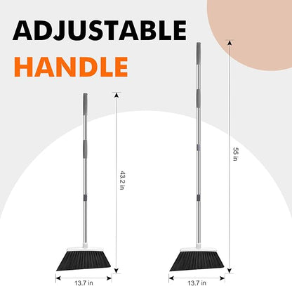Heavy Duty Broom, 55 Inch Long Handle Outdoor Large Angle Brooms, Commercial - Image 2